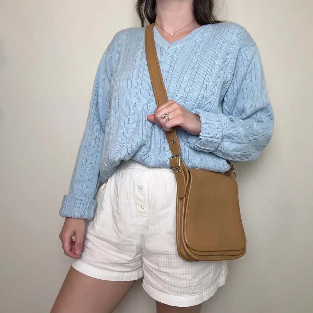 Vintage Coach Legacy Flap 9145 Leather Crossbody Bag in Tan